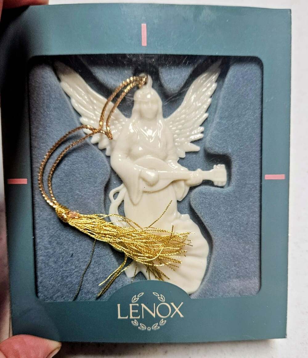 Lenox Renaissance Male Angel Ornament With Mandolin Porcelain Christmas